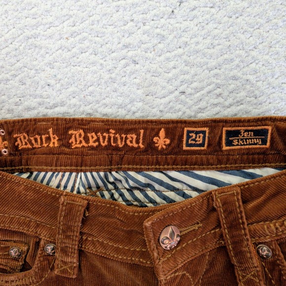 Rock Revival Jen Skinny Corduroy Pants Rust Brown RJ8156S39 Womens Size 29 - Picture 7 of 8
